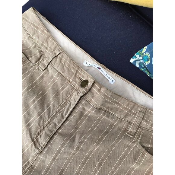 Tommy Hilifiger 100% Cotton Pinstripe Pants Size 10 tan and white - Picture 3 of 7